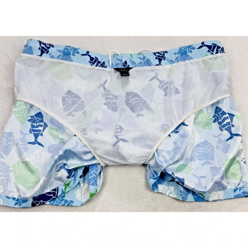 Brooks Brothers‎ 346 Swim Shorts Men Blue Fish Trunks 5